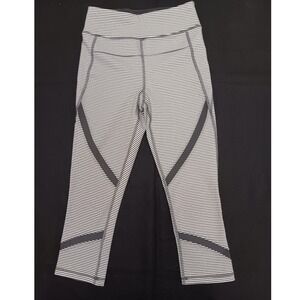 Calvin Klein Performance XS Gray White Striped Crop Leggings Quick Dry